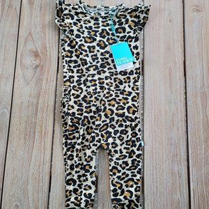 NWT POSH PEANUT Lana Leopard Ruffled Cap Sleeve Romper 2T